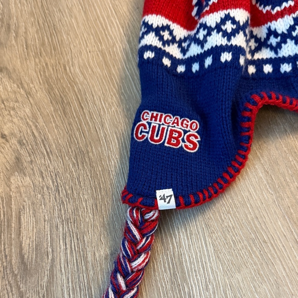 Chicago cubs- Red and Blue Knit Pom-Pom Hat- one size - Picture 3 of 4